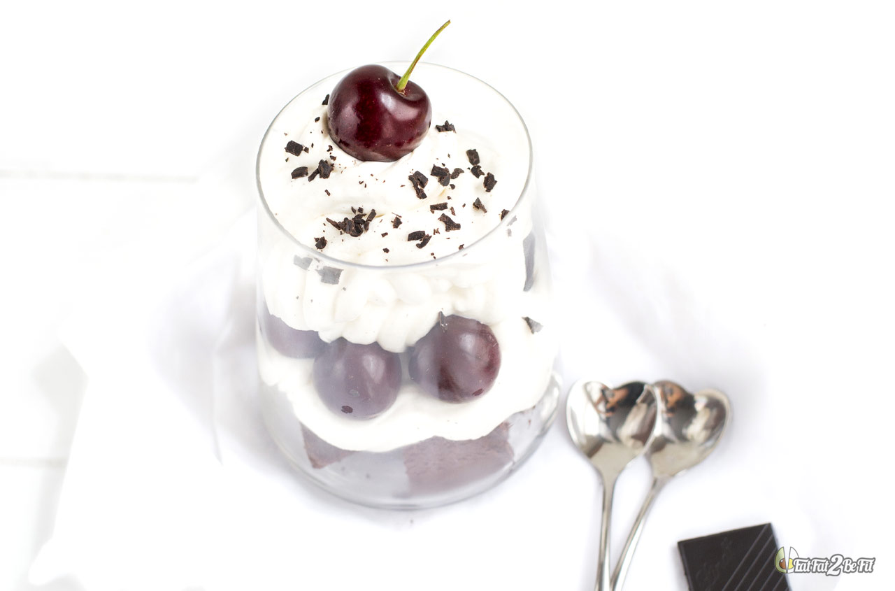 recette cétogène dessert coupe foret noire chocolat cerise chantilly